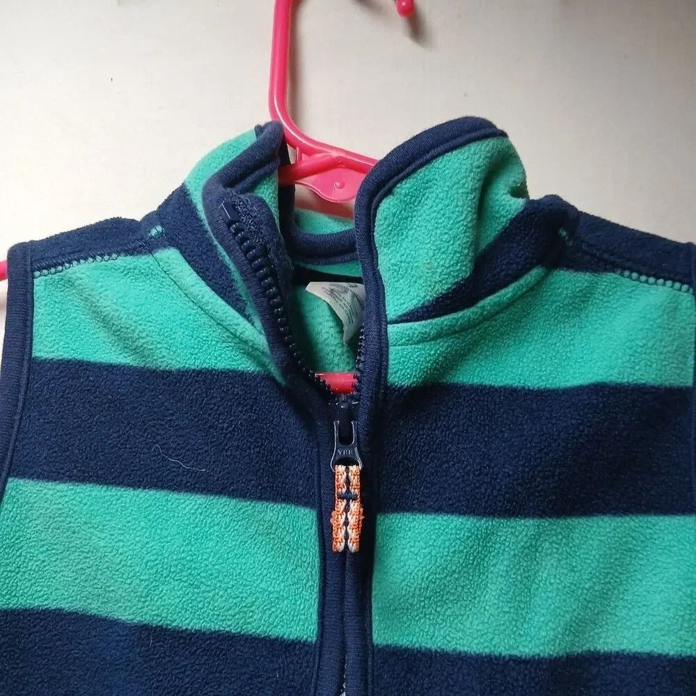 Carters ~ Boy's Sleeveless Hoodie~ Size 9 Months ~ Teal/Blue Striped.